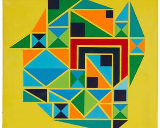 3325 Mark Busacca (20th/21st century) Abstract geometric, 1975 Acrylic on canvas Signed and dated in pencil verso: Mark / Busacca / 1975 11 x 10 7/8 in. Estimate: $300 - $500