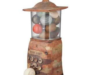3394 Robert Richards (20th Century) "Stone Gumball Machine 2," 1974 Glazed and unglazed stoneware and plastic Incised signature and date to underside: Robert Richards; impressed title recto Height 29 1/2 in., width 10 5/8 in., depth 15 in. Estimate: $500 - $700