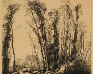 3193 Mildred Bryant Brooks (1901-1995) "To Aunt Katie" Etching on paper From the edition of unknown size and date Signed and titled in pencil in the lower margin: Mildred Bryant Brooks "To Aunt Katie" Plate: 8 x 8 3/4 in; Sight: 8 1/2 x 9 1/4 in. Estimate: $100 - $150