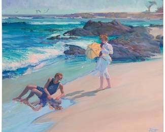 3034 Donald "Putt" Putman (1926-2007) "Down to the Sea in Romance" Oil on canvasboard Signed lower right: Putt; titled verso 23 3/4 x 28 in. Estimate: $400 - $600