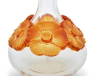 3266 A Lalique glass 'Atossa' vase Late 20th century Designed 1972 by Marie-Claude Lalique (1935-2003) Etched: Lalique France Height 7 1/8 in., diameter 7 in. Estimate: $400 - $600