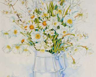 3407 Jack Baker (1925-2011) Still life with vase of flowers Oil on canvas Signed lower right: Jack Baker 40 x 36 in. Estimate: $300 - $500