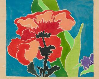 3167 Kathi Smith (20th century) "Poppy #6," 1986 Woodcut in colors on paper From the edition of unknown size Signed, titled, and dated in pencil in the lower margin: K. Smith 1986 Image: 6 x 6 5/8 in.; Sight: 7 x 7 1/2 in. Estimate: $100 - $150