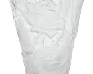 3110 A Lalique glass 'Ispahan' vase Mid/late 20th century Designed 1952 by Marc Lalique (1900-1977) Etched: Lalique France Height 9 1/2 in., diameter 7 3/4 in. Estimate: $500 - $700