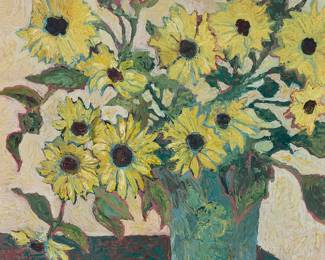 3024 Wayne Hand (b. 1960) Still life of sunflowers, 1986 Oil on canvas Signed and dated lower left: Wayne Hand 86 20 x 20 in. Estimate: $400 - $600