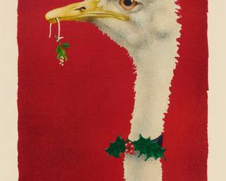 3175 Will Bullas (b. 1949) "Mr. Mistletoe...," 1990 Mixed media including acrylic and watercolor on paper Signed, titled, and dated in pencil in the lower margin: Will Bullas NWS / © 1990 Image: 13 1/2 x 10 1/8 in.; Sight: 15 1/2 x 12 in. Estimate: $200 - $300