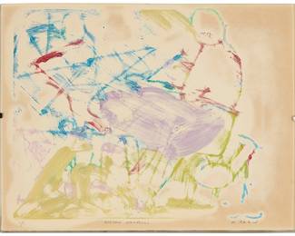 3045 Natasha Rabin (20th Century) "Stefan Grapelli" Monotype in colors on paper Edition: 1/1 Signed, titled, and numbered in pencil in the lower margin: N. Rabin Image: 7 3/4 x 9 1/4 in.; Sheet: 8 1/2 x 11 in. Estimate: $100 - $200
