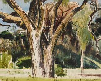 3145 Milford Zornes (1908-2008) Trees in a landscape, 1947 Watercolor on paper Signed and dated lower right: Milford Zornes 1947 Sight: 14 1/4 x 21 7/8 in. Estimate: $600 - $800