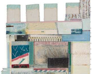 3156 Sandy McCarthy (20th Century) "Oleander Well," 1984 Found wood, enamel, mixed media Signed, titled, and dated verso: Sandy McCarthy Height 30 in., width 34 1/2 in., depth 5 1/2 in. Estimate: $300 - $500