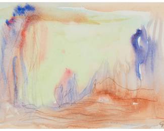 3192 Joseph Giraco (20th Century) Abstract landscape Watercolor on paper Signed in pencil lower right: Giraco Sight: 4 x 6 1/4 in. Estimate: $300 - $500