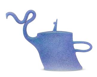 3068 Patrick Horsley (b. 1943) A Global Village Coffeehouse ceramic teapot, late 20th century Impressed with artist's chop mark to each side Height 13 in., width 18 in., depth 2 1/4 in. Estimate: $400 - $600