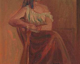 3358 Anders Aldrin (1889-1970) Portrait of a seated woman Oil on canvas Signed lower right: Aldrin 14 x 10 in. Estimate: $500 - $700