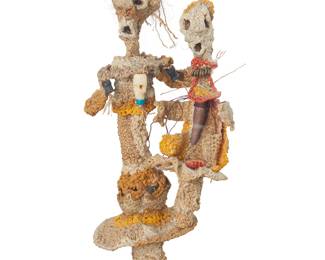 3147 20th/21st Century American School A figural woven assemblage Yarn and mixed media in acrylic display case Unmarked Height of object 7 in., width 3 1/4 in., depth 2 3/8 in.; height of acrylic 12 1/4 in., width 6 in., depth 4 1/2 in. Estimate: $300 - $500