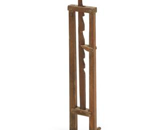 3324 An American mixed wood adjustable ratchet candlestand Late 18th/early 19th century; likely New England Adjustable to five heights Height when shortest 25 1/2 in., width 11 3/4 in., depth 11 3/4 in. Estimate: $300 - $500