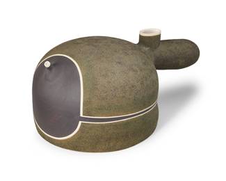 3080 José Sierra (b. 1975) A studio ceramic teapot, circa 2010 Glazed pottery Incised signature: Jose Sierra Height 4 1/2 in., width 10 1/4 in., depth 6 7/8 in. Estimate: $200 - $400