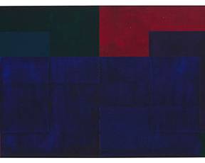 3128 Allan Harrison (1911-1988) "Blue Composition," 1987 Oil on panel Signed, titled, and dated in pencil verso: Allan Harrison, 1987 12 x 56 in. (overall) Estimate: $700 - $900