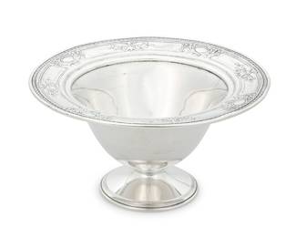 3310 A Webster Co. sterling silver footed dish Early/mid-20th century Marked for maker and sterling Height 3 1/4 in., diameter 6 1/8 in. 3.7 oz. troy approximately Estimate: $150 - $250