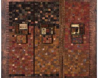 3174 Teresa Eaton (20th/21st Century) "Turning Copper," 2004 Paper and wood on canvas Signed, twice dated, and titled verso: Teresa Eaton / 11/04 Height 48 in., width 48 in., depth 4 1/4 in. Estimate: $700 - $900