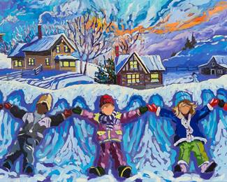 3262 John H. Burrows (b. 1955) "Snow Angels" Oil on board Signed lower left: John H. Burrows 12 x 24 in. Estimate: $400 - $600