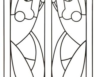 3015 A Contemporary steel figural wall art panel Late 20th/early 21st century Depicting a mirrored nude figure, enameled steel Unmarked Height 62 in., width 48 in., depth 1 in. Estimate: $600 - $800