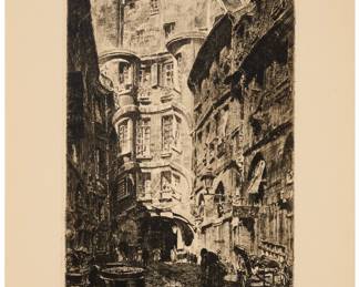 3406 Alonzo C. Webb (1888–1975) "Le Cœur du Dragon" Etching on Japon Nacré paper Edition: 24/100 Signed titled and numbered in pencil in the lower margin: A.C. Webb Plate: 13 3/4 x 8 1/4 in.; Sheet: 18 1/2 x 12 1/8 in. Estimate: $150 - $250
