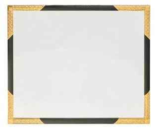 3030 A Contemporary parcel gilt and ebonized wood mirror Early 21st century With beveled edges Height overall 45 1/4 in., width 54 in., depth 1 3/8 in. Estimate: $400 - $600