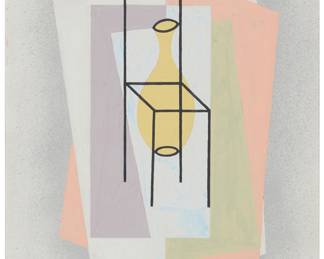 3373 Willard Grayson Smythe (1906-1995) Geometric composition of chair Gouache on board Signed in pencil lower right: Smythe Sight: 11 x 7 3/4 in. Estimate: $700 - $900