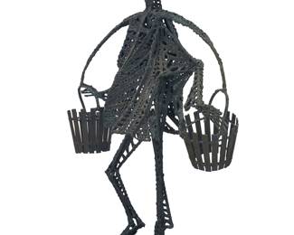 3299 Sean Crampton (1918-1999) Figural sculpture Metal on stone plinth Unmarked Height of figure 27 1/4 in., width 16 1/2 in., depth 16 in.; plinth height 1 7/8 in., width 8 in., depth 11 1/4 in. Estimate: $400 - $600