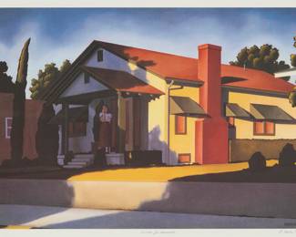 3177 R. Kenton Nelson (b. 1954) "Louise, For Example" Offset lithograph in colors on paper Edition: 28/90 Signed, titled, and numbered in pencil in the lower margin: R. Kenton Nelson Image: 13 x 19 1/2 in.; Sight: 14 x 20 1/2 in. Estimate: $300 - $500