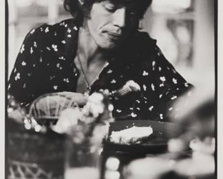 3046 Henry Diltz (b. 1938) "Mick Jagger," 1969 Archival pigment print on paper From the edition of unknown size Signed, titled, and dated in ink in the lower margin: Henry Diltz / 1969 Image: 12 1/4 x 8 1/4 in.; Sight: 13 x 8 3/4 in. Estimate: $200 - $300
