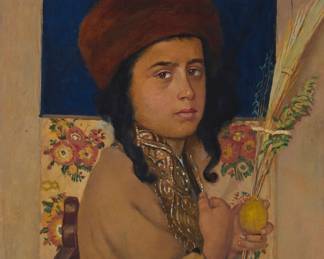 3025 Charles Levine (20th century) A portrait of a young Jewish boy Oil on canvas Signed lower right: Ch. Levine; inscribed "#1899" in pencil, on the stretcher 14 X 11 in. Estimate: $400 - $600