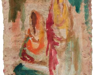 3378 20th Century Abstract School Abstract figures Watercolor and mixed media on handmade paper Signed indistinctly and dated lower right: Bart[**] '63 Image/Sheet: 16 x 11 3/4 in. Estimate: $400 - $600