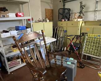 Rocking chair, vintage suit cases, shoes! Size 7-8 women’s
