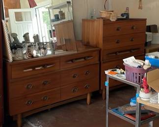 MCM 3 piece set #1 dresser, chest of drawers and mirror. This is the only picture with the mirror shown