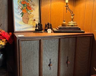 Embroidered Artwork, Bronze "Old Ironsides" Bookends, Accent Lamp