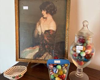 Marbles, Vtg Framed Art