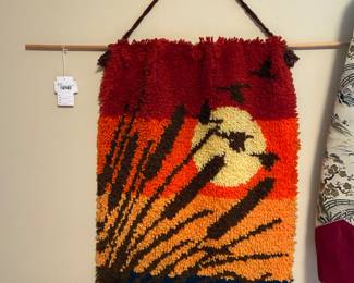 70s Latch Hook Cattails Decor