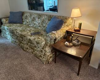Vtg Sofa, Vtg Wooden Side Table