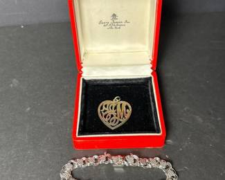 145 sterlingsilvermonogramheartpendanta