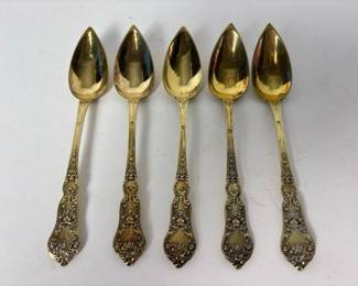 313 goldtoneornatefloralspoonsinbaroqu