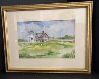 271 framedlandscapewatercoloringiltbead