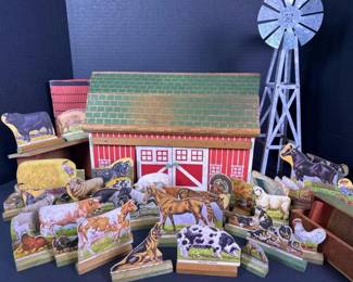 185 vintagewoodenbarntoywithanimaland