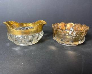248 pressedglassbowlpairwithgoldtonea