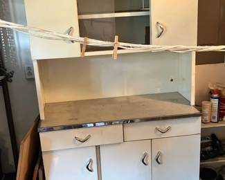 White Metal Hoosier-Style Cabinet