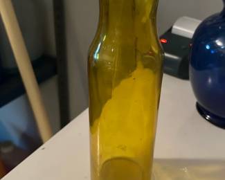 Short yellow glass vase