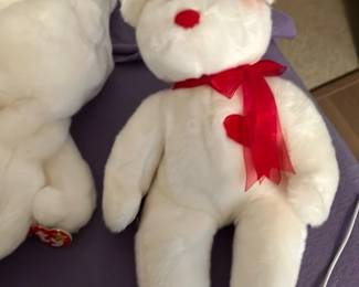 White Plush Bear with Red Bow