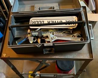 Gray Plastic Toolbox with Tools