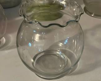 Clear Ruffled Rim Glass Vase