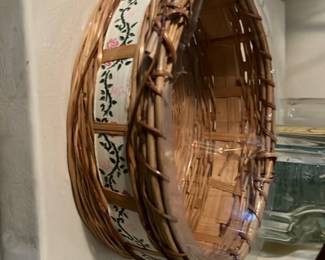 Wicker Decorative Basket with Floral Tri