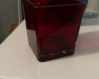 Red Square Glass Vase